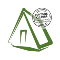 A imagem apresenta a figura semelhante a um chalé de cor verde bandeira, com um círculo preto escrito "Ponto de Cultura" em negrito.
