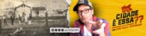 Banner do projeto Que Cidade é Essa?, com apresentador Luís Paulo Domingues e foto histórica de Bauru