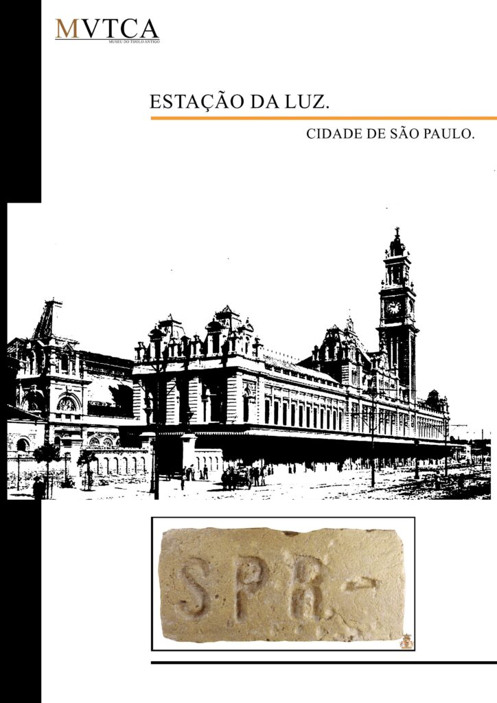 Tijolo do século XIX. Sigla S P R. São Paulo Railway.